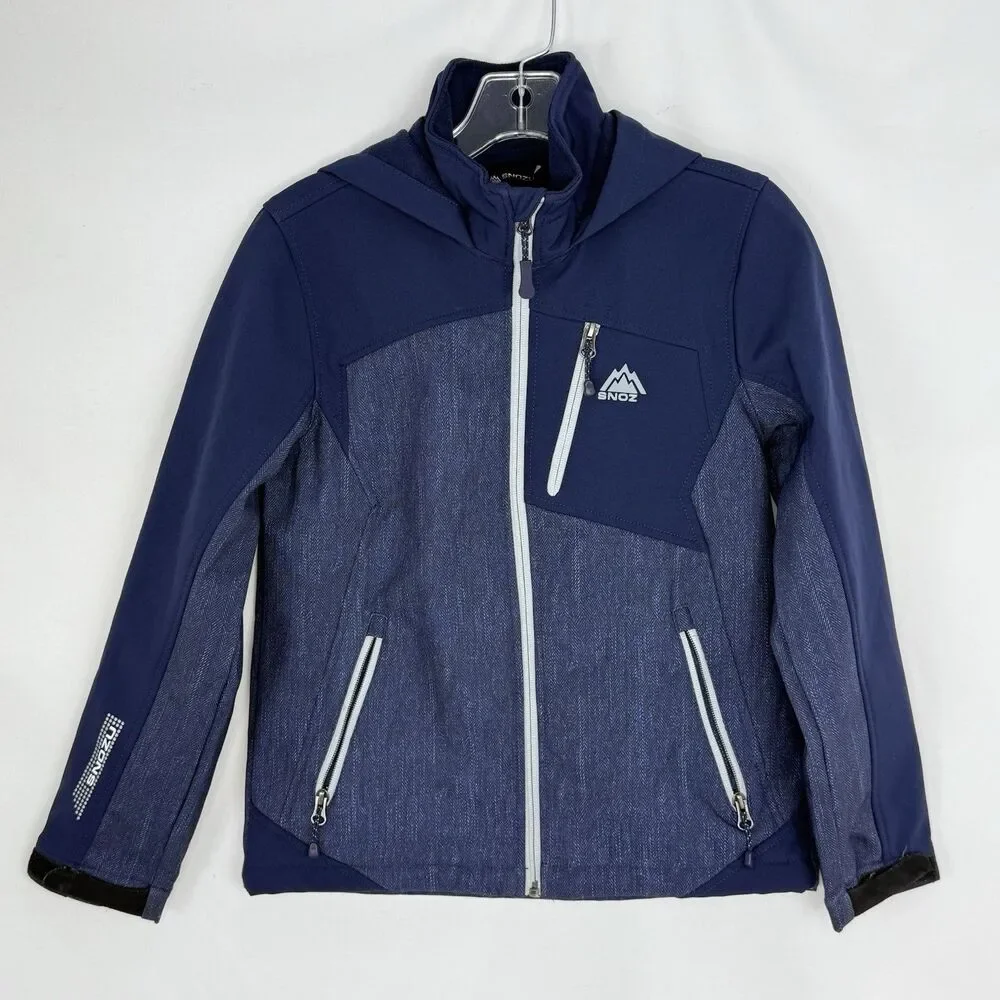 Snozu Jacket Boy M 10/12 Softshell Hooded Full Zip Blue